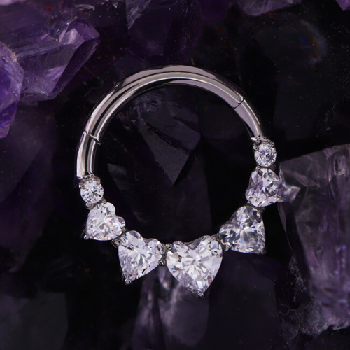 Кольцо-кликер 5 Сердец 1.2 мм (16 G) фото 2